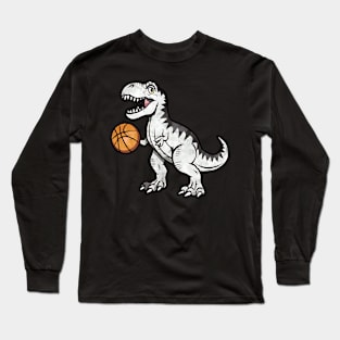 Trex Dinosaur Basketball Cute Sport Toddler Player Kids Boys Long Sleeve T-Shirt